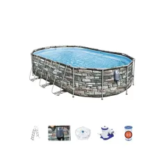 Каркасный овальный бассейн Bestway 610 cm x 366 cm x 122 cm, Power Steel Swim 56719